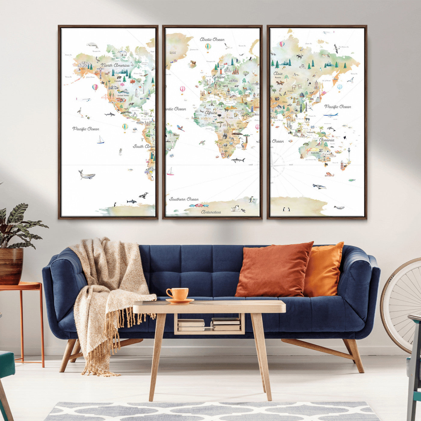 MGV-FC-48X32-3P - Push Pin World Map Canvas Print – Framed Wall Art for Couples to Track Their Travels – Anniversary