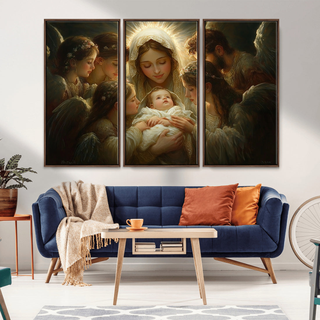 Mary Jesus Canvas Wall Art Print - Madonna and Child with Apostles - Classic Christian Artwork