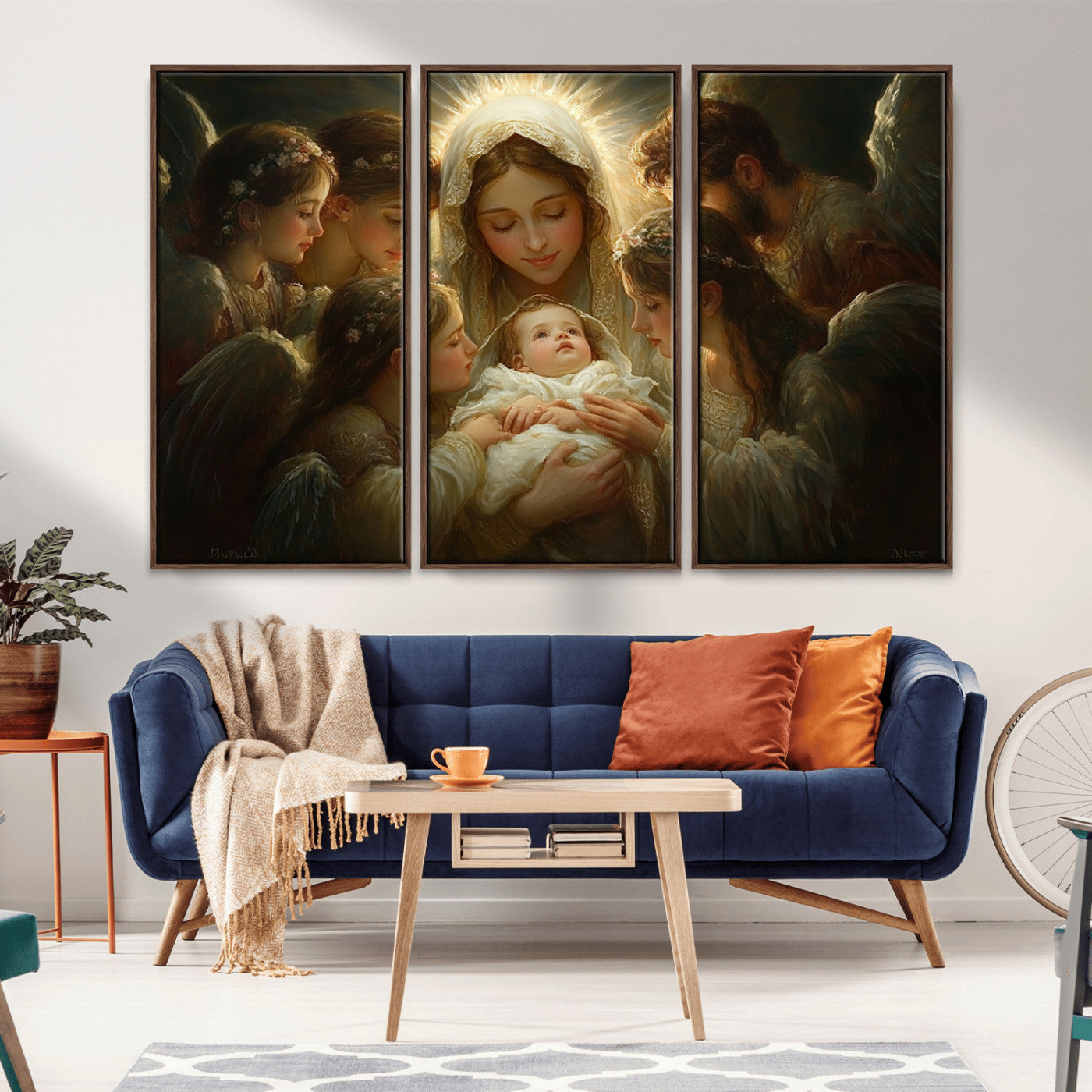 MGV-FC-48X32-3P - Mary Jesus Canvas Wall Art Print - Madonna and Child with Apostles Art Print - Classic Christian