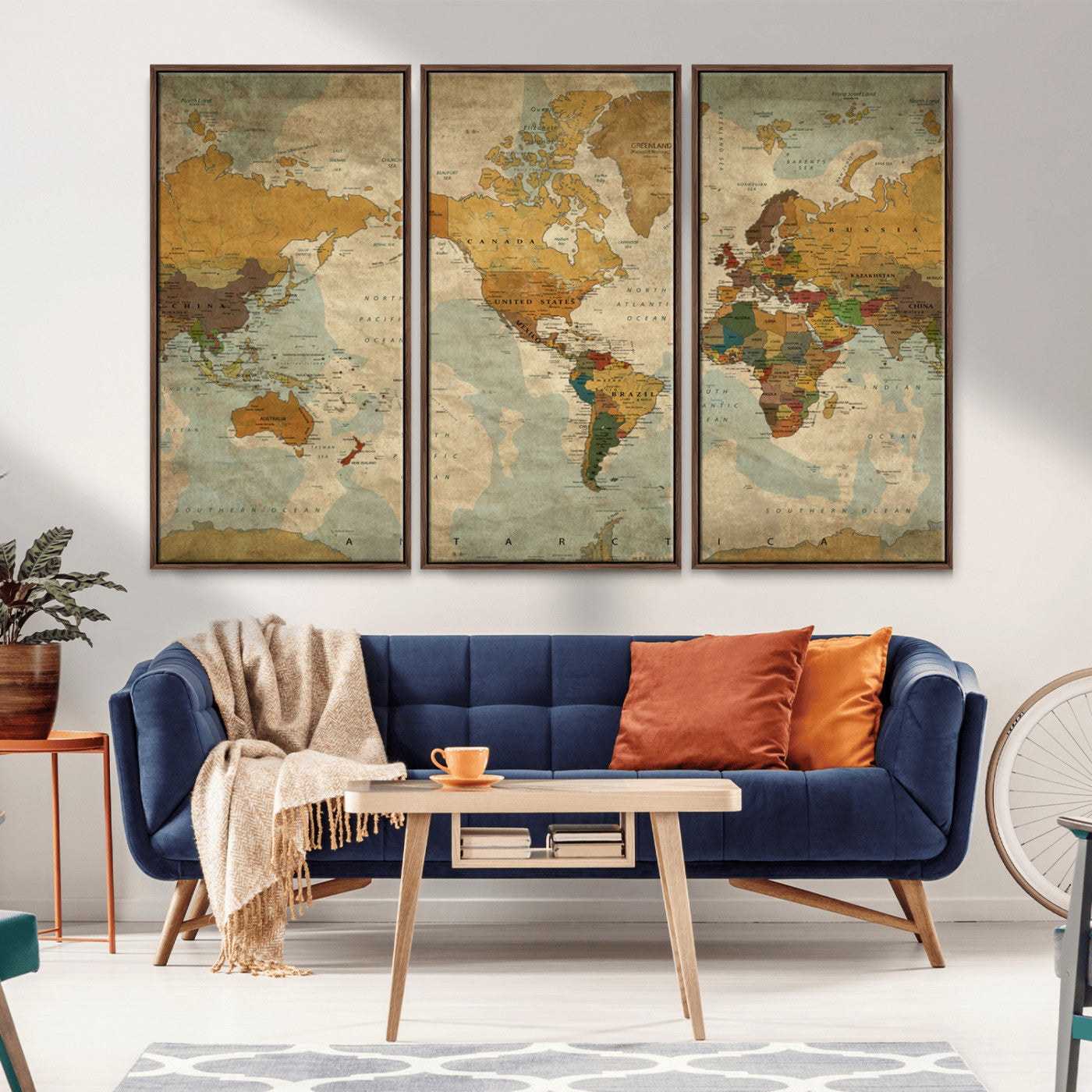 MGV-FC-48X32-3P - Push Pin World Map Canvas Print – Framed Wall Art for Couples to Track Their Travels – Anniversary