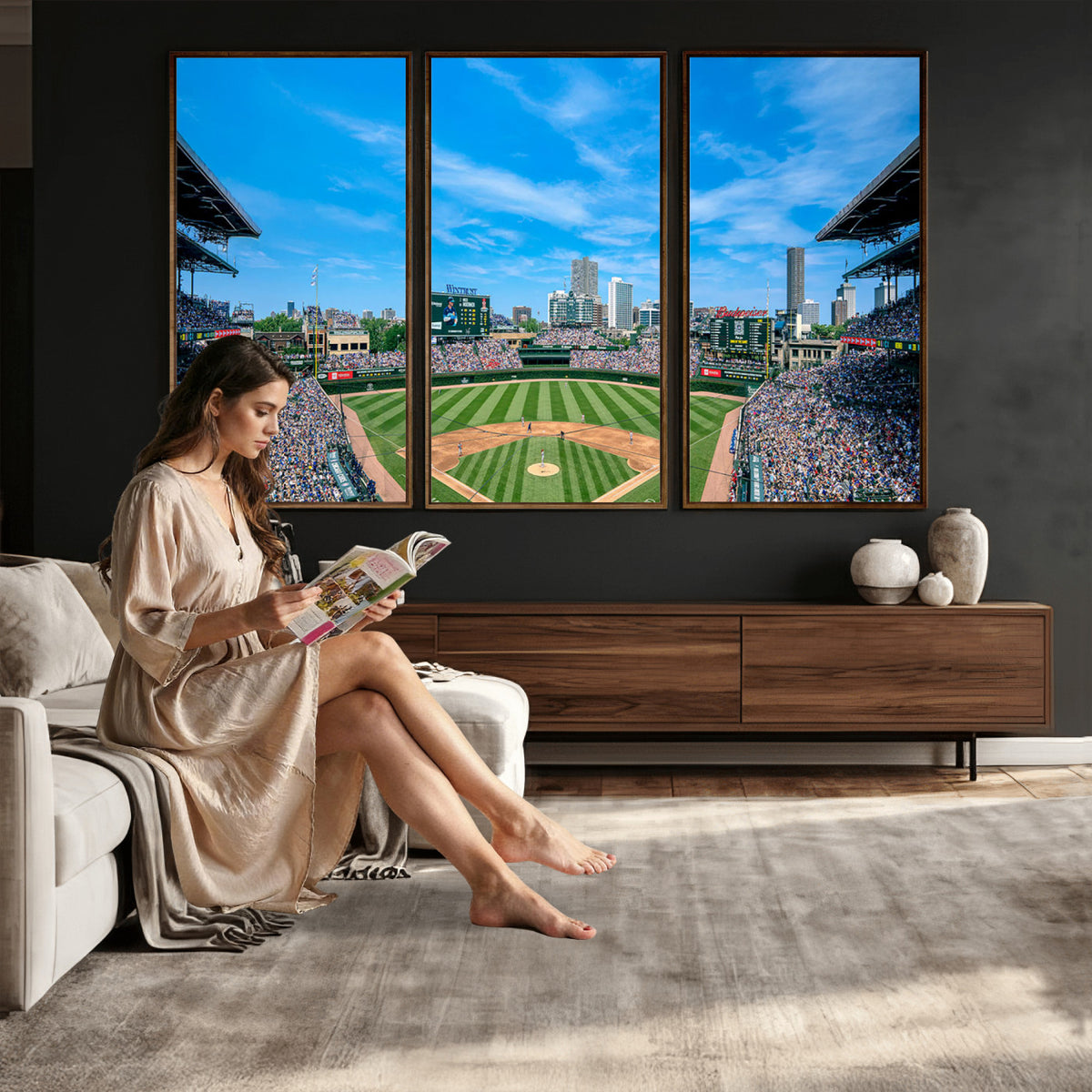 32373-MGV-CV-36X24 - Wrigley Field Chicago Cubs Panoramic Art Multi-Piece Canvas