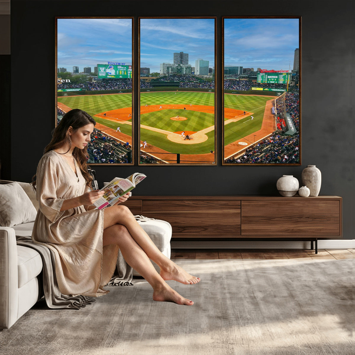 86839-MGV-CV-36X24 - Wrigley Field Chicago Cubs Panoramic Canvas Print
