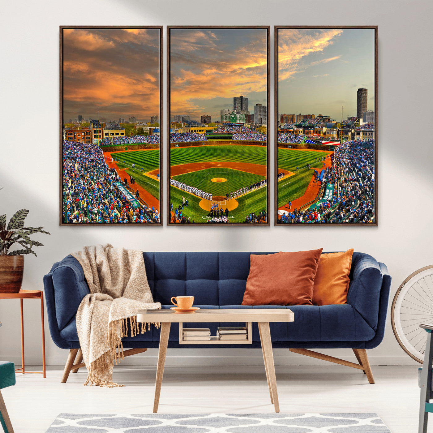 MGV-FC-48X32-3P - Chicago Wrigley Field Canvas Wall Art - Iconic Baseball Stadium Art Print - Wrigley Field Chicago