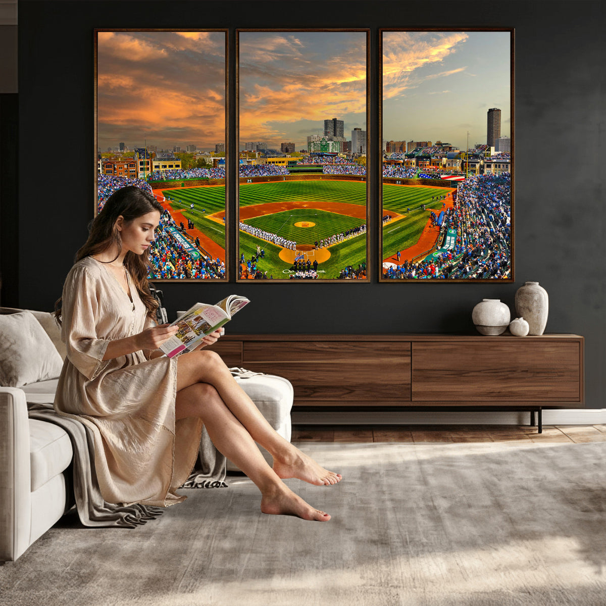 45635-MGV-CV-36X24 - Chicago Wrigley Field Wall Art Canvas Print