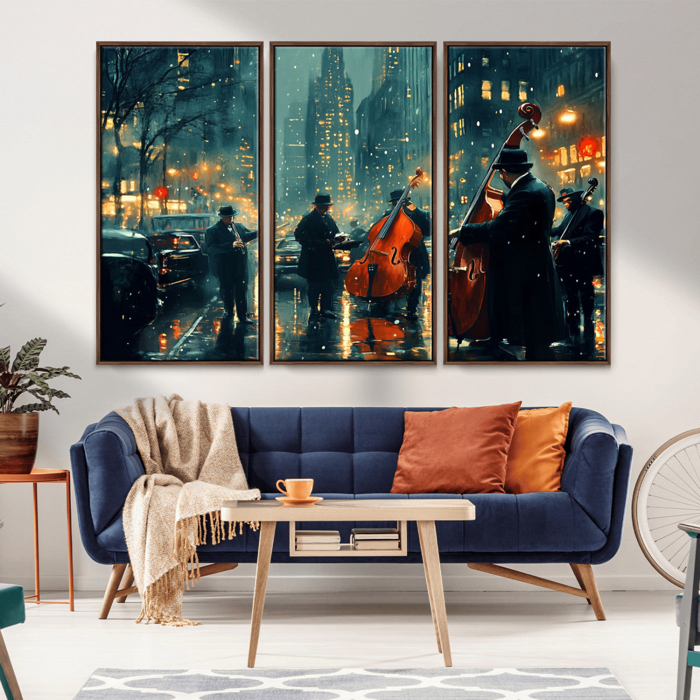 MGV-FC-48X32-3P - African American Jazz Art Print - Framed Abstract Music Canvas - Colorful Instrument Poster for