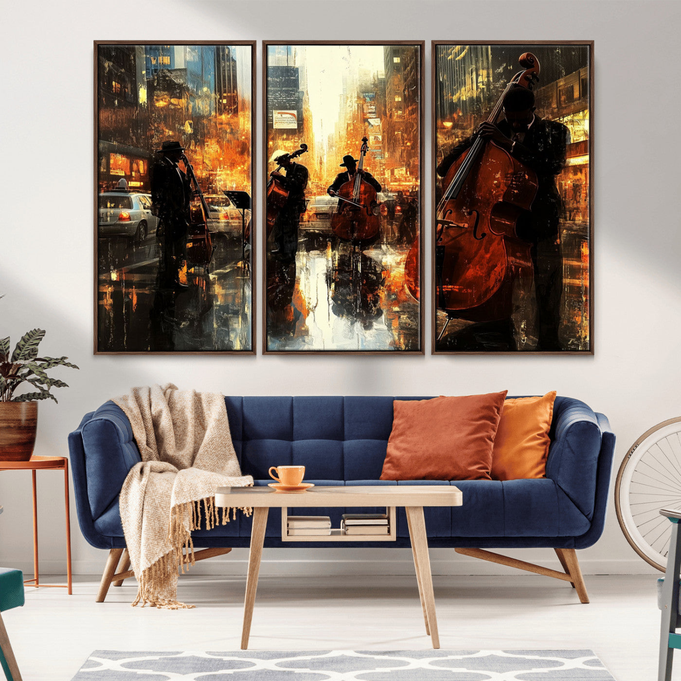 MGV-FC-48X32-3P - African American Abstract Jazz Wall Art - Framed Abstract Music Canvas - Colorful Instrument Canvsa