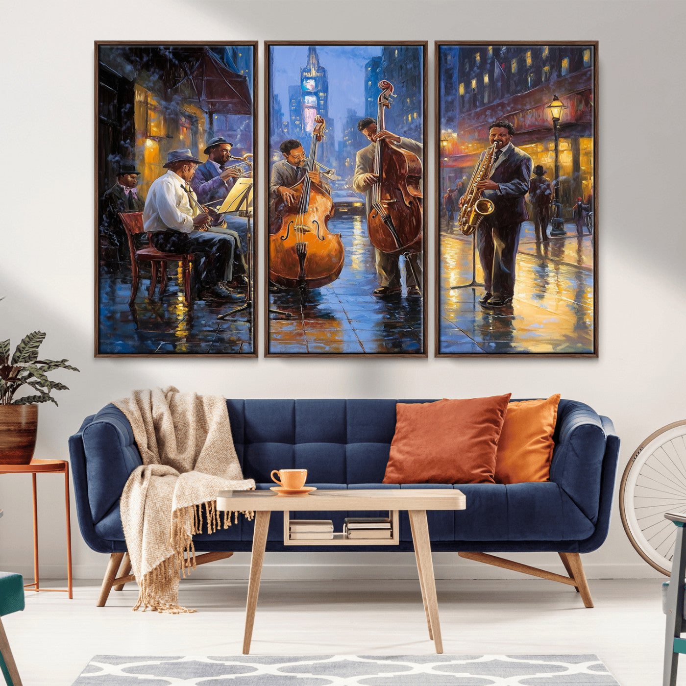 MGV-FC-48X32-3P - Colorful Jazz Wall Art - African American Music Canvas Print - Framed Abstract Music Poster for Home