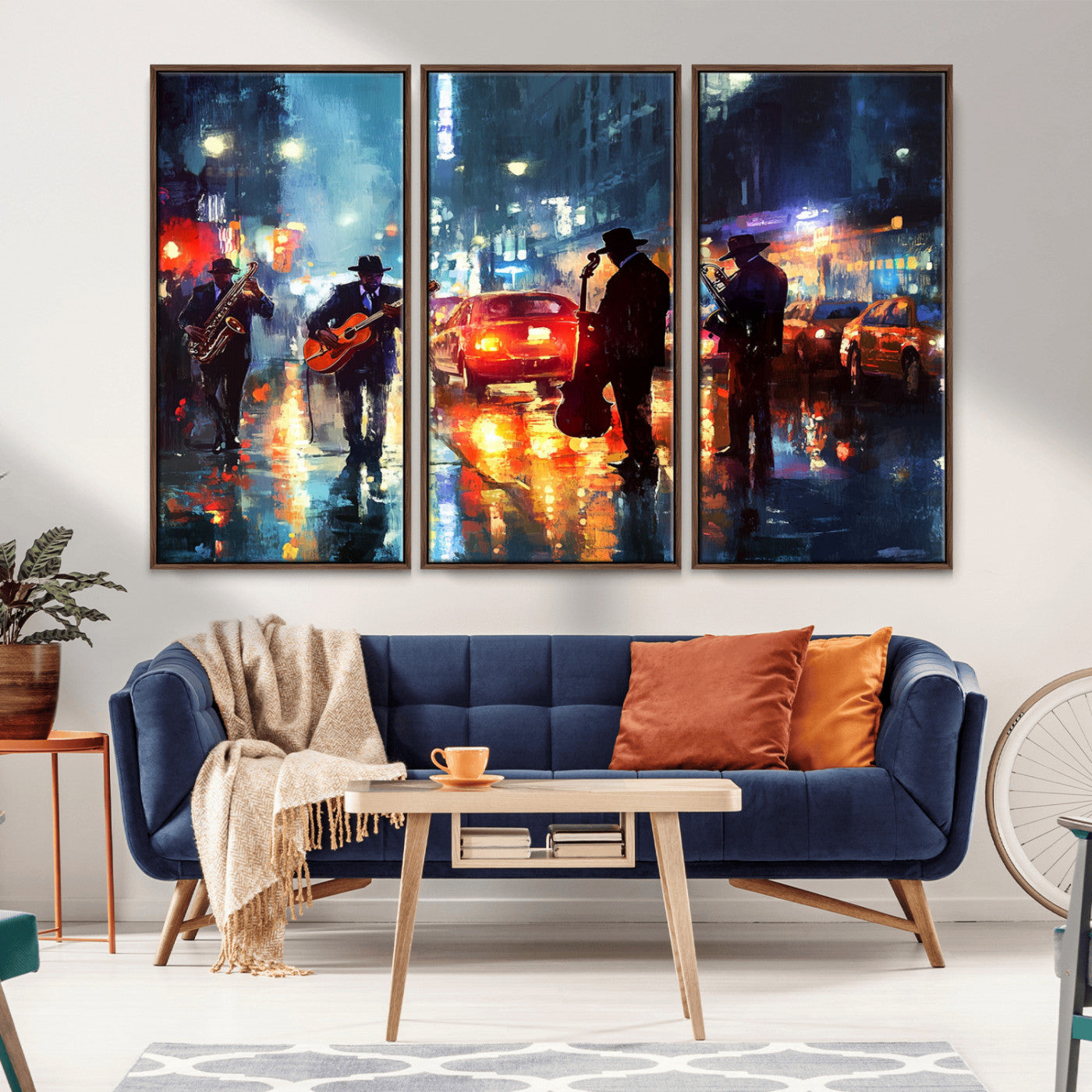 MGV-FC-48X32-3P - African American Jazz Canvas - Abstract Music Wall Art Print - Abstract Jazz Wall Art Framed Prints