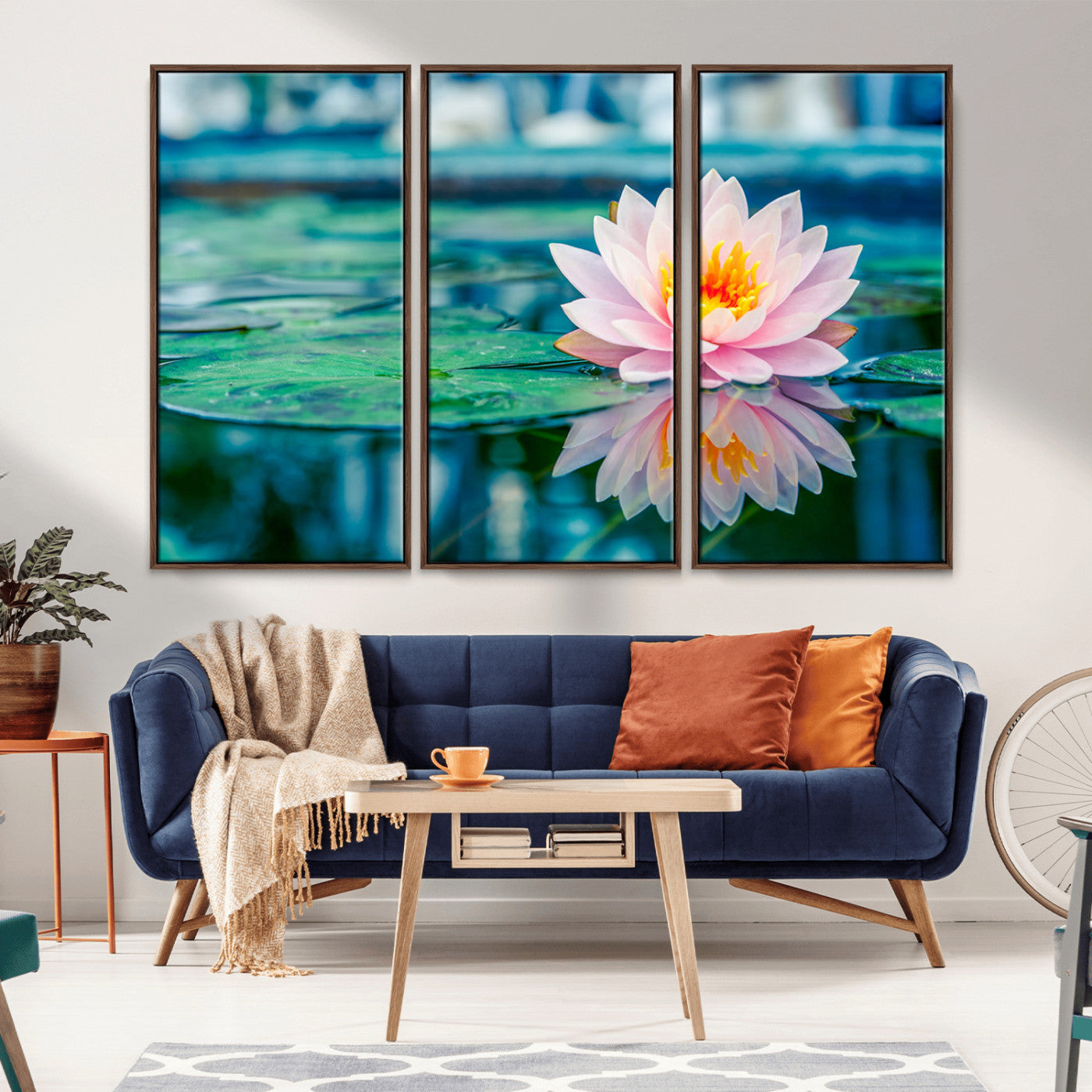 MGV-FC-48X32-3P - Lotus Flower Wall Art Canvas Print, Water Lily Large Wall Art Canvas Print for Yoga Room Decor,