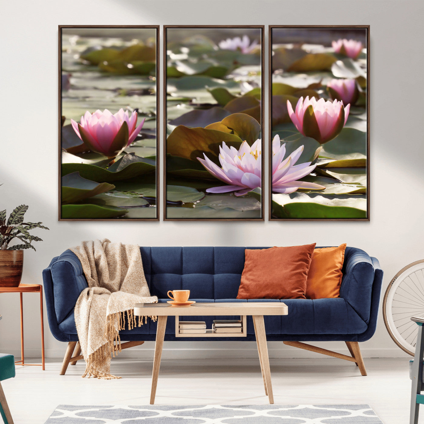 MGV-FC-48X32-3P - Lotus Flower Wall Art Canvas Print, Water Lily Large Wall Art Canvas Print for Yoga Room Decor,