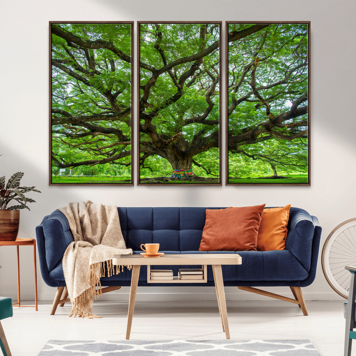 MGV-FC-48X32-3P - Oak Tree Wall Art Print, Forest Canvas Wall Art for Home and Office, Framed Angel Oak Tree Canvas