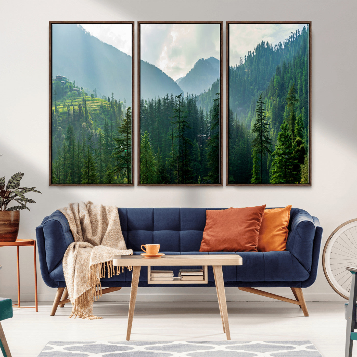 MGV-FC-48X32-3P - Misty Forest Mountain Canvas Print – Serene Nature Wall Art, Tranquil Valley