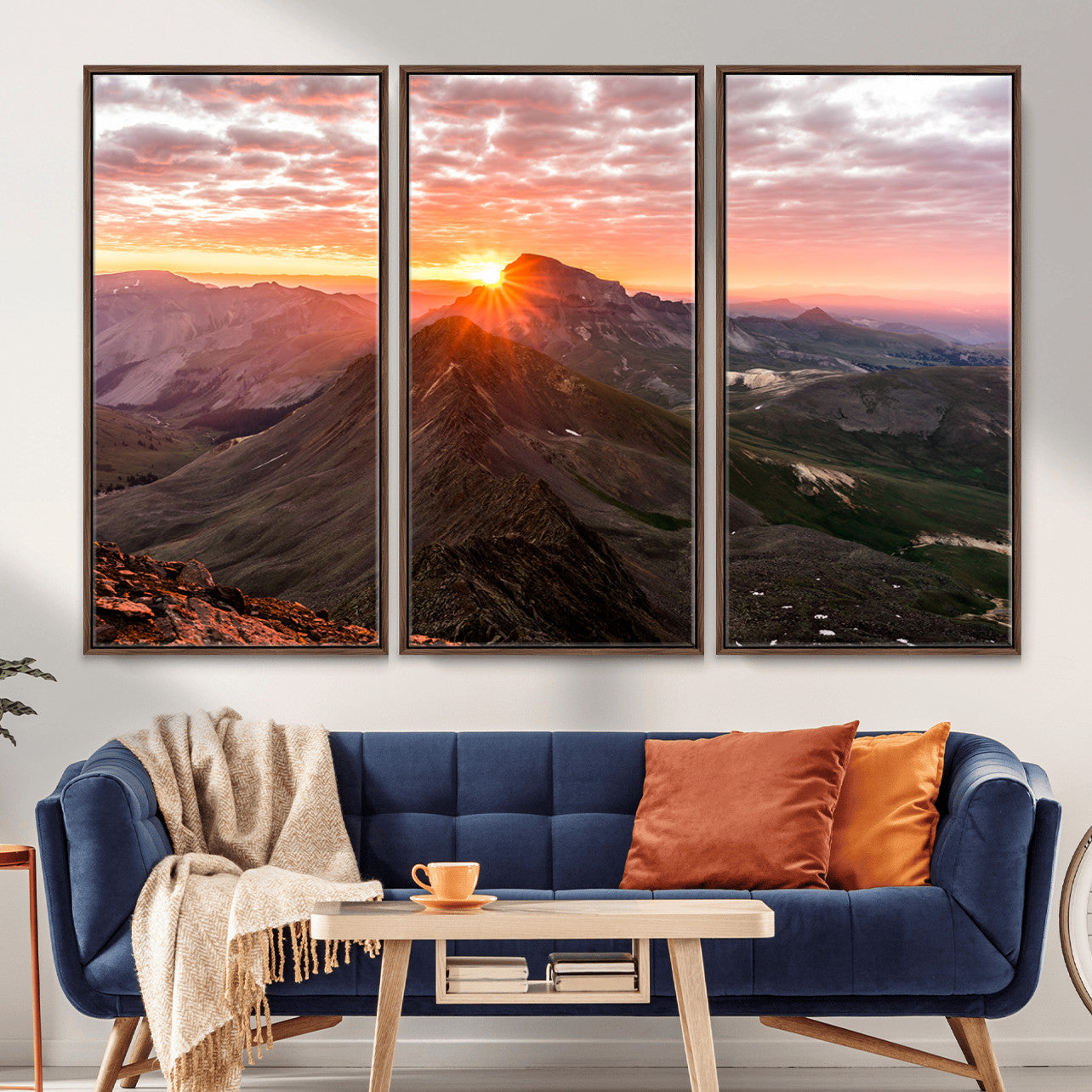 MGV-FC-48X32-3P - Majestic Sunrise Wall Art – Canvas Print of Rugged Mountain Peaks, Vibrant Sky, Serene Landscape, Nature Decor for Home or Office