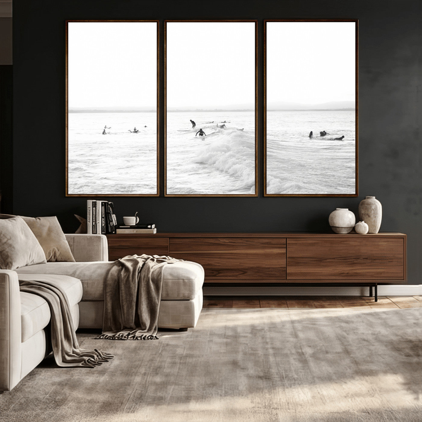 33449548-MGV-CV-36X24 - Surf Crowd Motion Wall Art – Active Surfers & Ocean Waves Canvas Print, Dynamic Water and Coastal Horizon for Living Room or Sea Adventure Decor