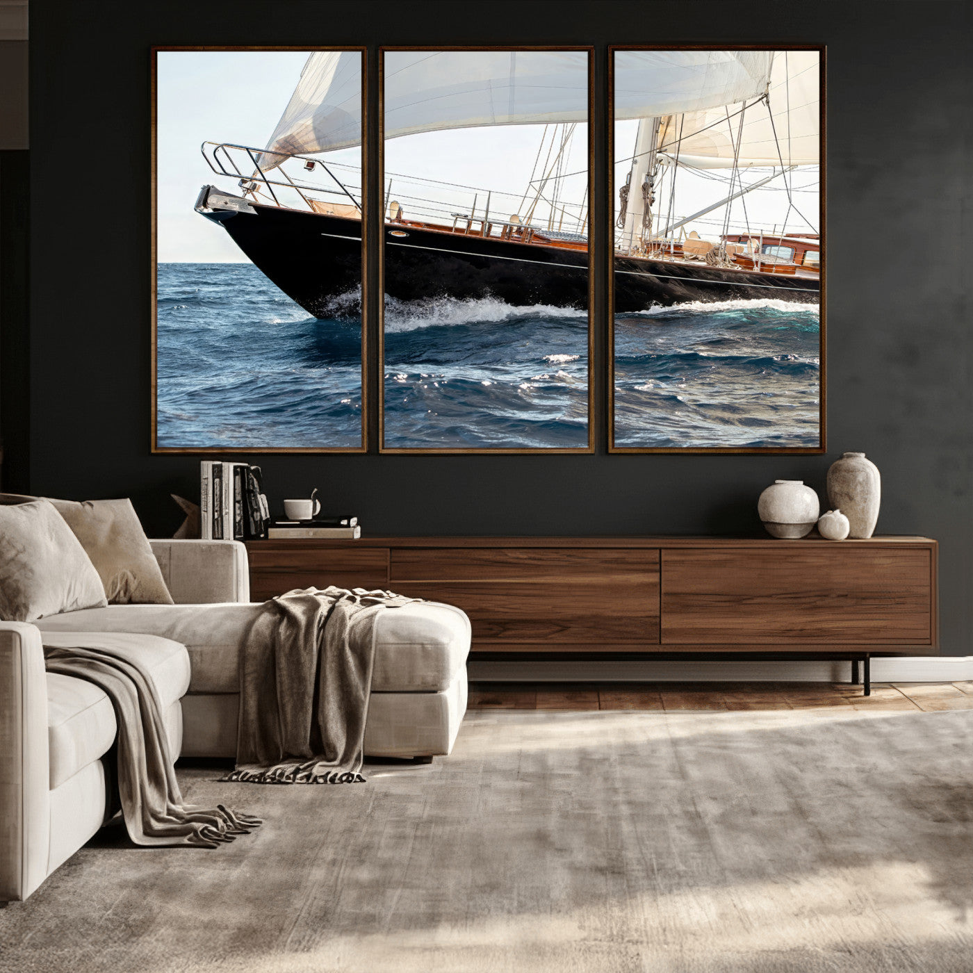 97168626-MGV-CV-36X24 - Boat Yacht Wall Art – Ocean Waves & Sailing Adventure Canvas Print, Nautical Elegance & Marine Journey for Living Room or Luxury Decor