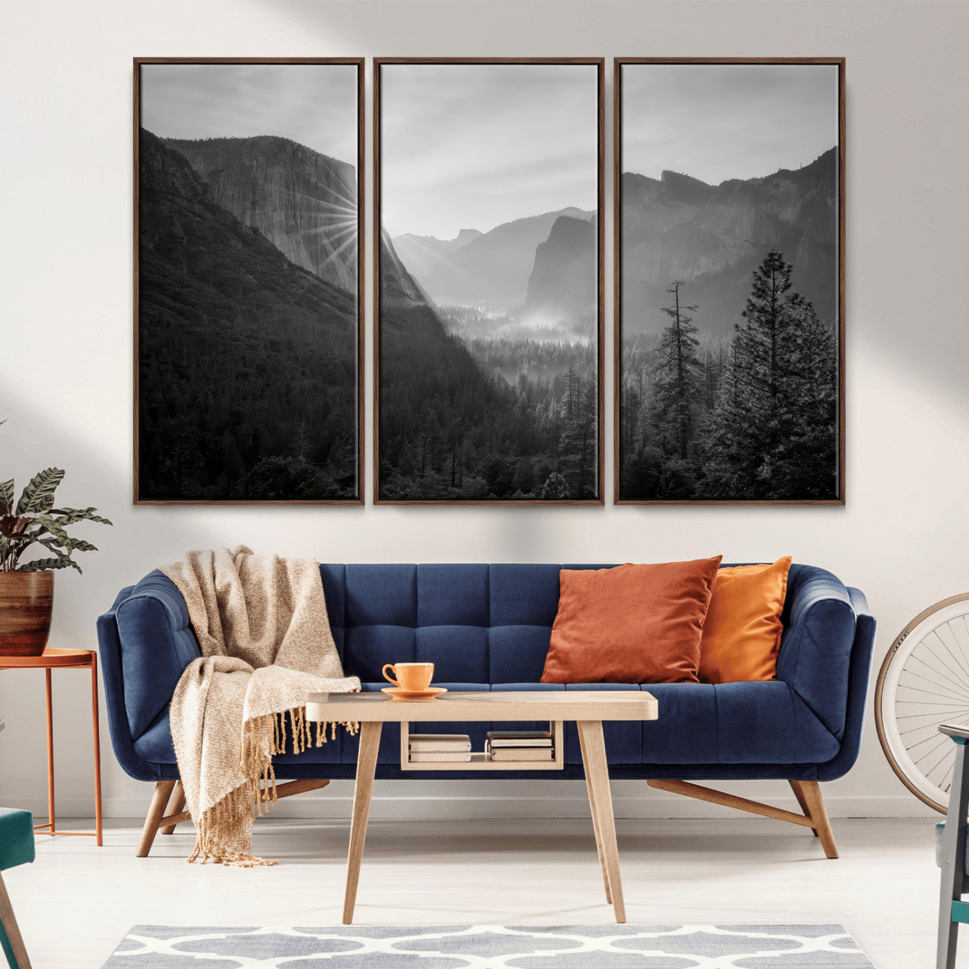MGV-FC-48X32-3P - Yosemite Valley Wall Art Canvas Print, Framed El Capitan Sunrise Art Picture Print, Misty Mountain Perfect Modern Rustic Decor Artwork