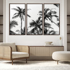 46641801-MGV-FC-48X32-3P-Palm Wall Art Canvas Print, Framed Tropics Art Picture Print, Monochrome Perfect Minimalist Decor