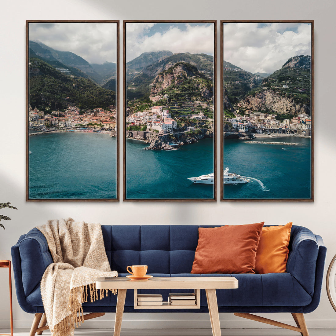 Amalfi Coast Wall Art | Framed Italian Seaside Canvas