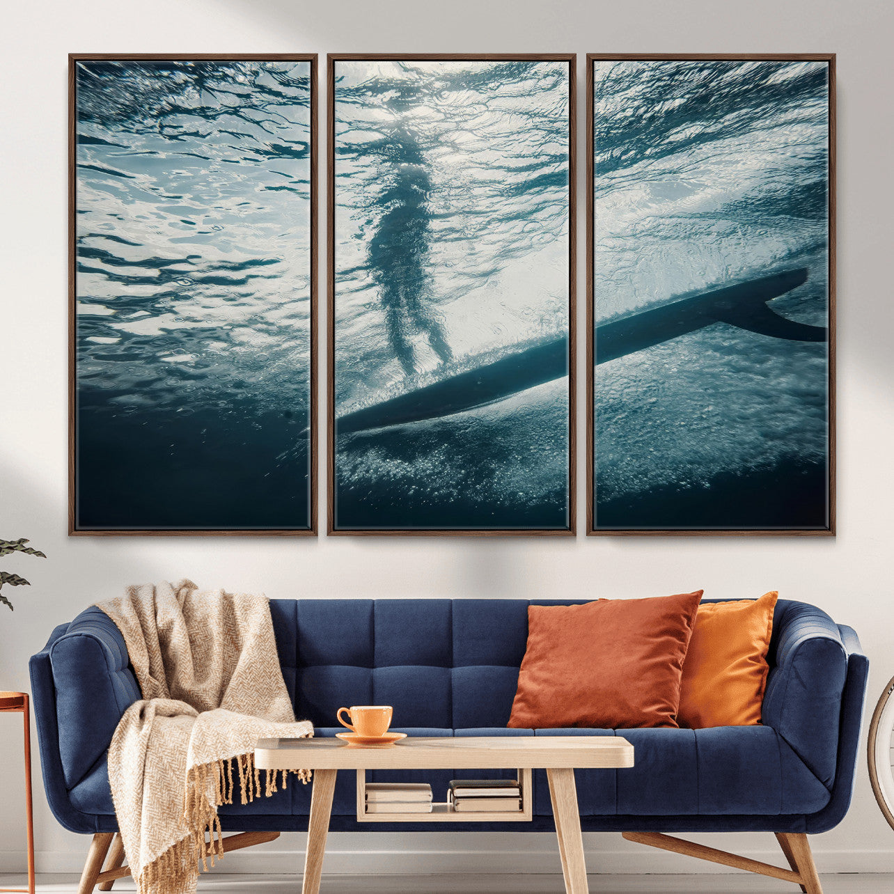 MGV-FC-48X32-3P - Submerged Surf Wall Art Canvas Print, Framed Underwater Perspective Art Picture Print, Ocean Surf Perfect Coastal Adventure Decor Artwork
