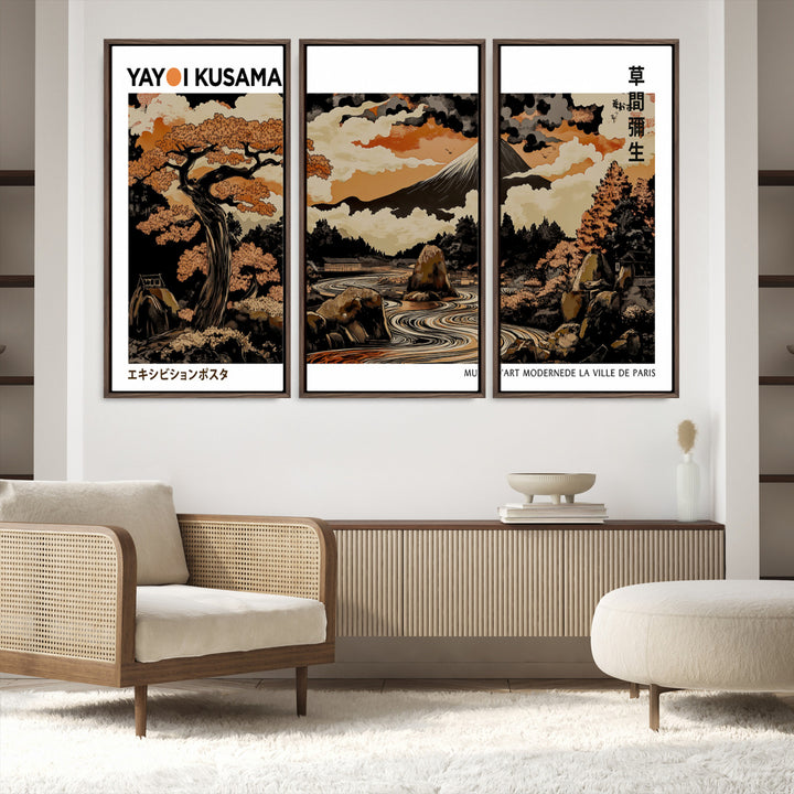Modern Japanese Wall Art Print Yayoi Kusama Canvas Wall Art Abstract Mount Fuji Canvas Print Japanese Landscape Art Printing