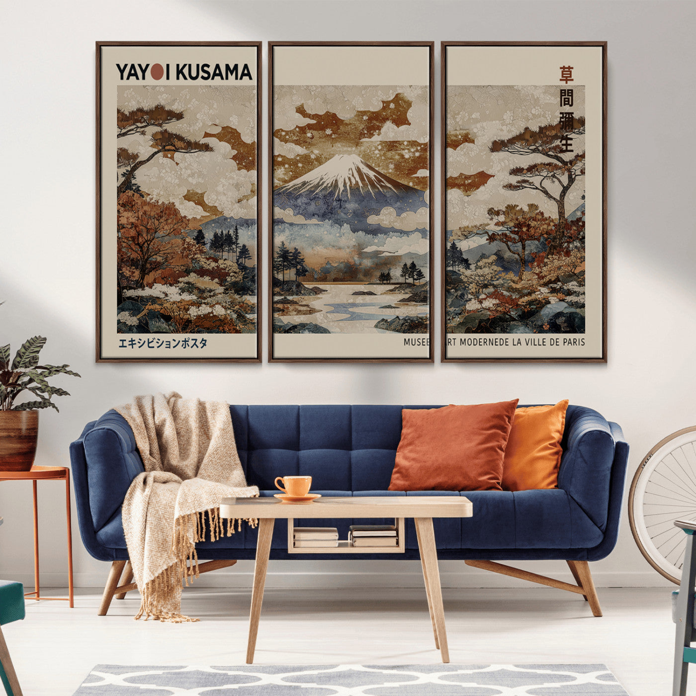 MGV-FC-48X32-3P - Yayoi Wall Art: Transform Your Space, Modern Japanese Wall Art Print Yayoi Kusama Canvas Wall Art