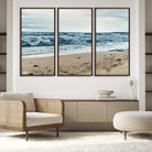 81812590-MGV-FC-48X32-3P-Ocean Wall Art Canvas Print, Framed Coastal Canvas Art Picture Print, Moody Seascape Perfect Coastal Minimalist Decor Artwork