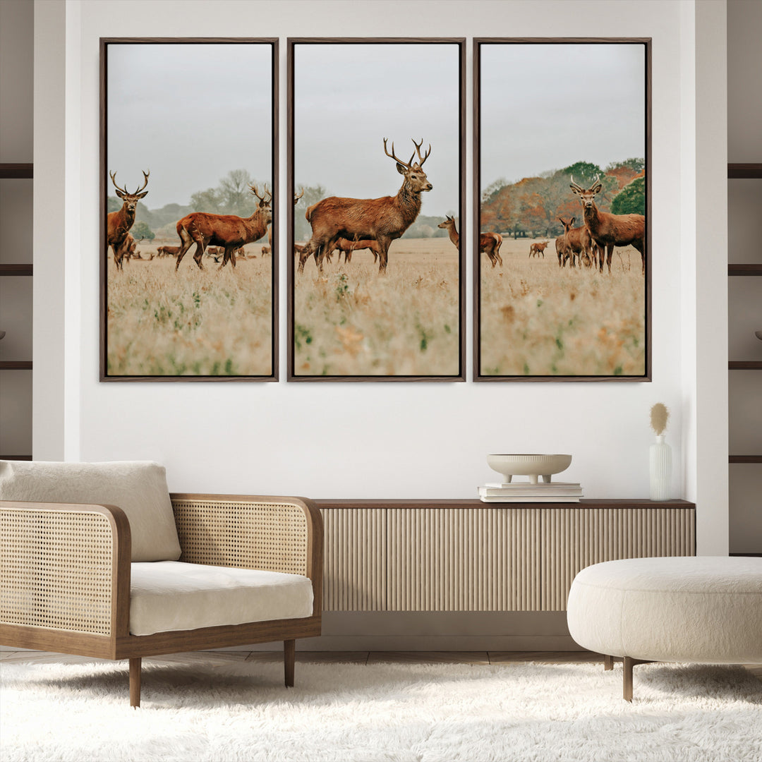 Rustic Deer Print Wall Art Canvas Print