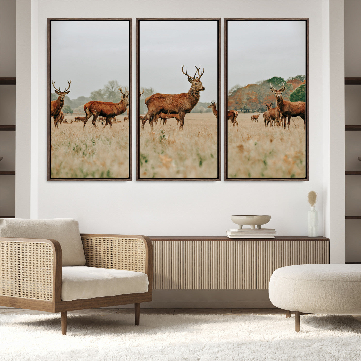 53834371-MGV-FC-60X40-3P_Walnut-Rustic Deer Print Wall Art Canvas Print