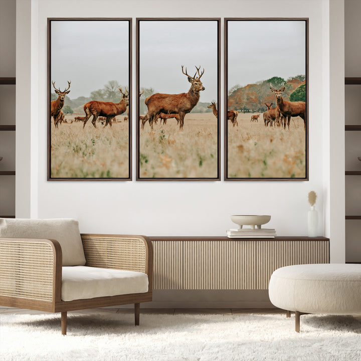 Rustic Deer Print Wall Art Canvas Print
