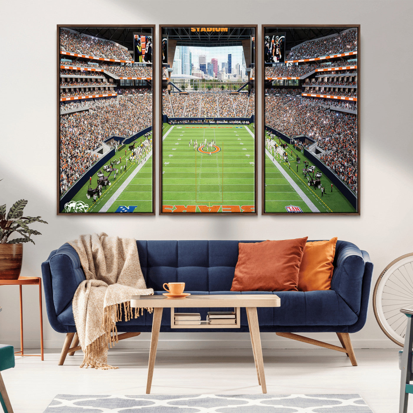MGV-FC-48X32-3P - Chicago Bears Soldiers Field Wall Art Canvas Print – Framed Football Stadium Artwork for Sports