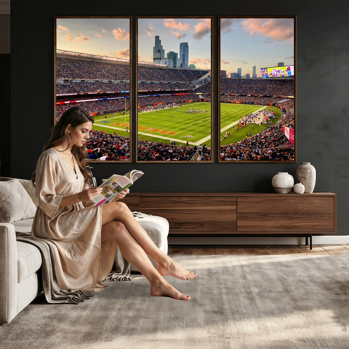 55377093-PAN-FL-20X10 - Chicago Bears Soldiers Field Wall Art Canvas Print, Man Cave Wall Decor