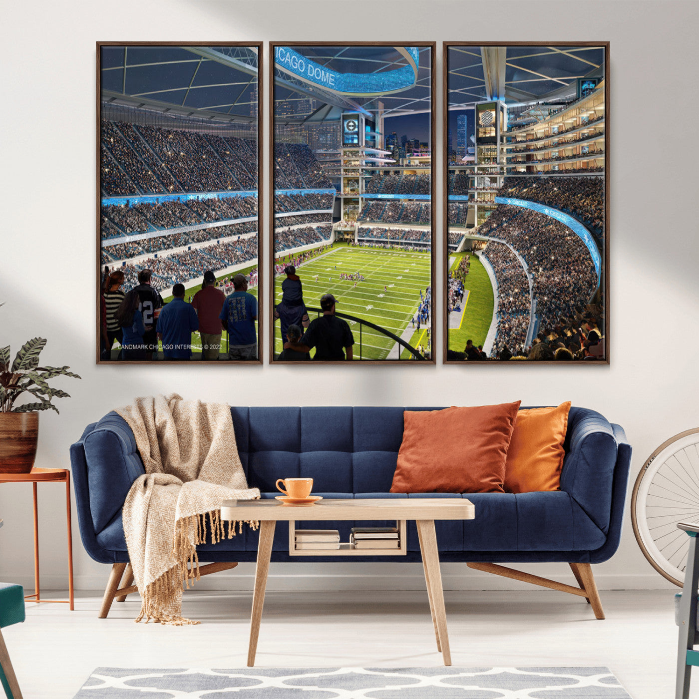 MGV-FC-48X32-3P - Chicago Bears Soldiers Field Wall Art Canvas Print – Framed Football Stadium Artwork for Sports
