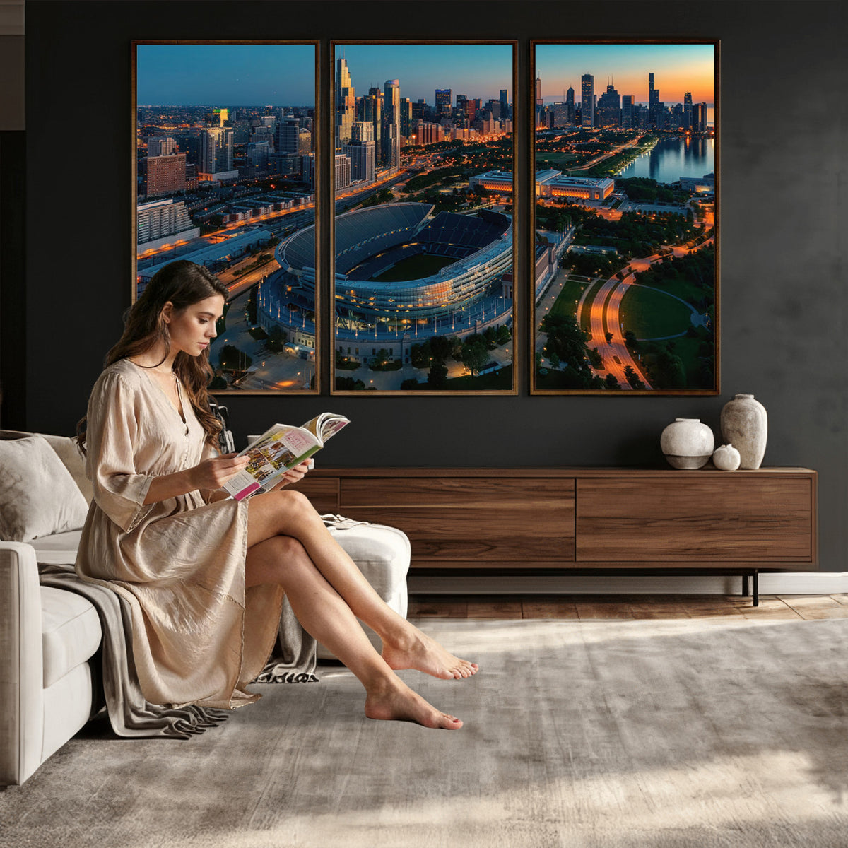 36690345-MGV-CV-36X24 - Chicago Bears Soldiers Field Wall Art Canvas Print