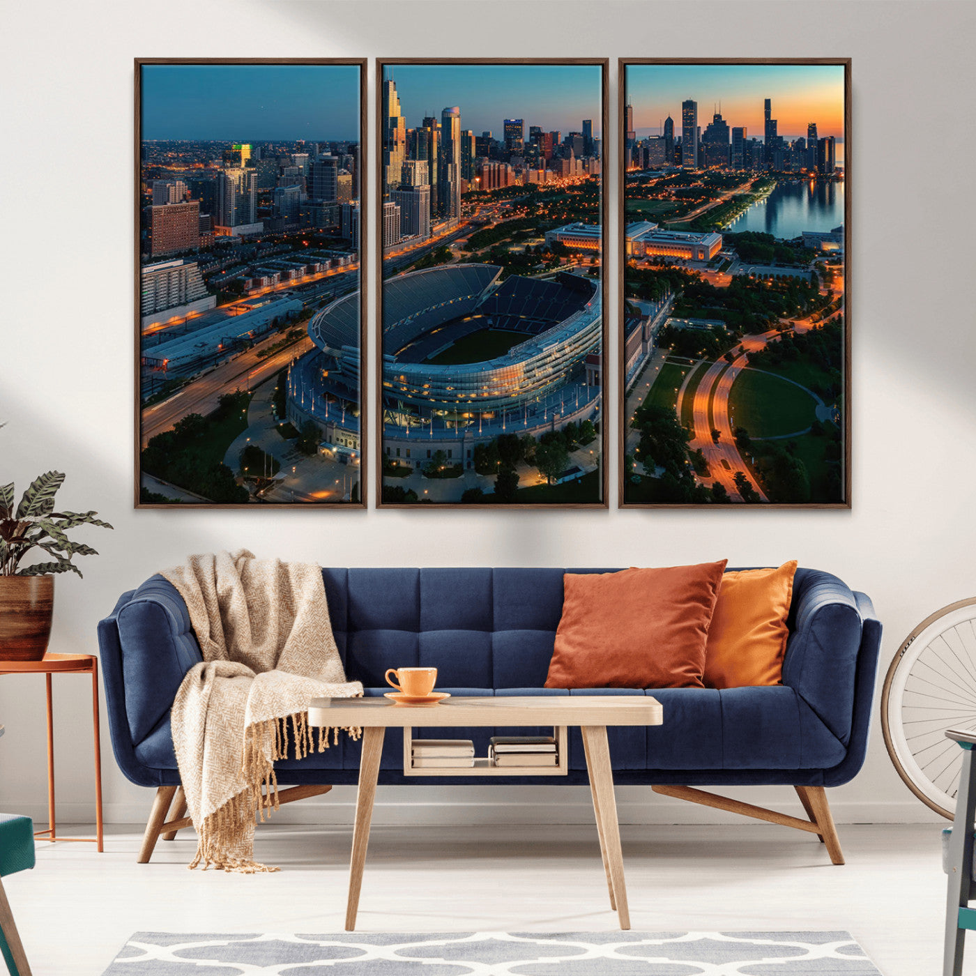 MGV-FC-48X32-3P - Chicago Bears Soldiers Field Wall Art Canvas Print – Framed Football Stadium Artwork for Sports
