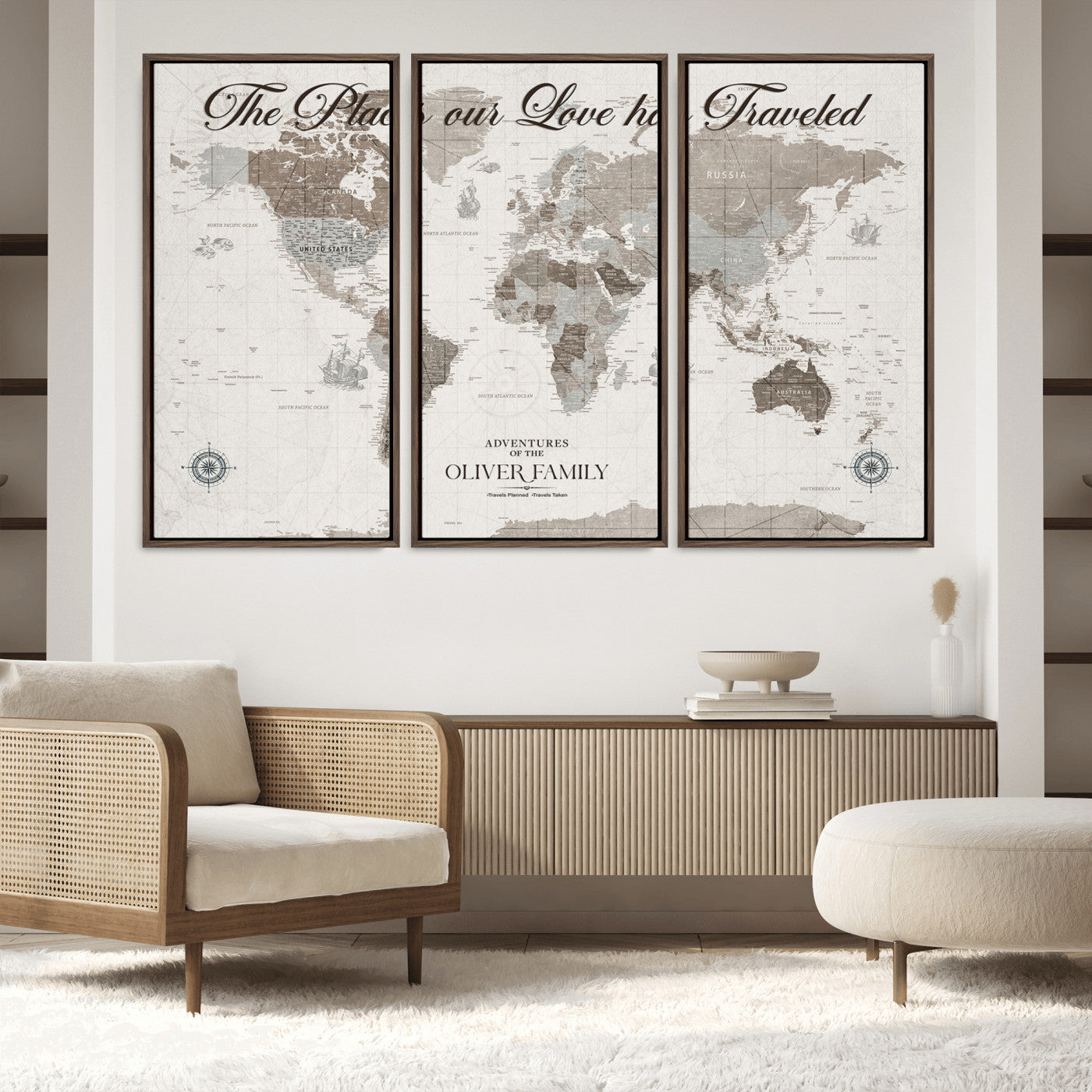 88245481-MGV-CV-36X24-Custom Push Pin World Map Wall Canvas Print – Personalized Travel Tracker with Pins – Framed Large Multi-Size Canvas for Home Office Decor