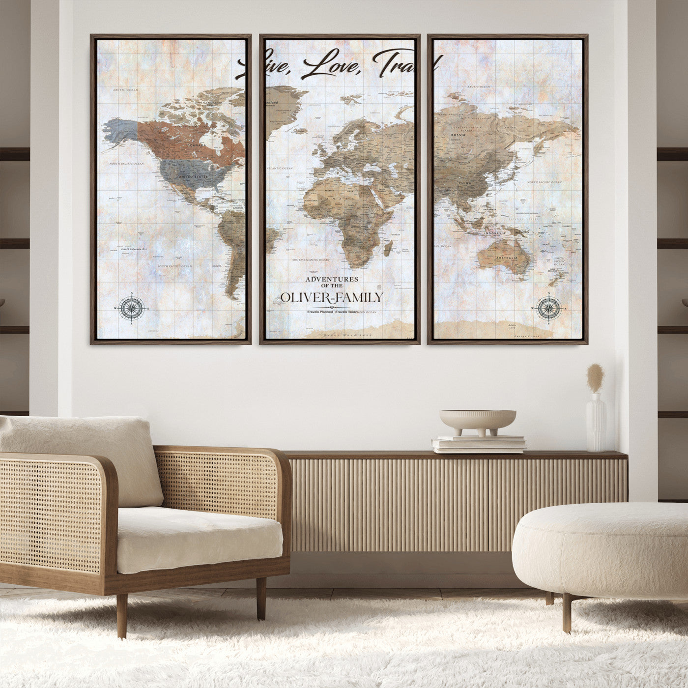 76256172-MGV-CV-36X24-Custom Push Pin World Map Wall Canvas Print – Personalized Travel Tracker with Pins – Framed Large Multi-Size Canvas for Home Office Decor