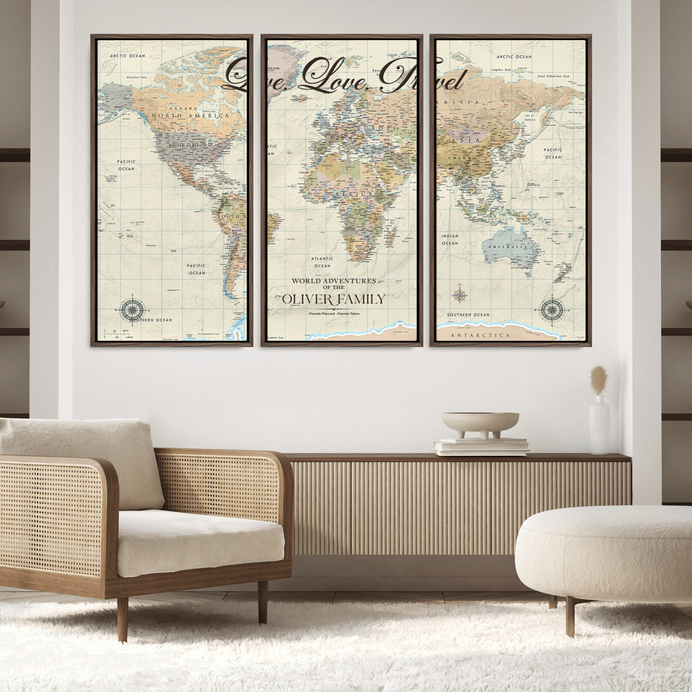 49563244-MGV-CV-36X24-Custom Push Pin World Map Wall Canvas Print – Personalized Travel Tracker with Pins – Framed Large Multi-Size Canvas for Home Office Decor