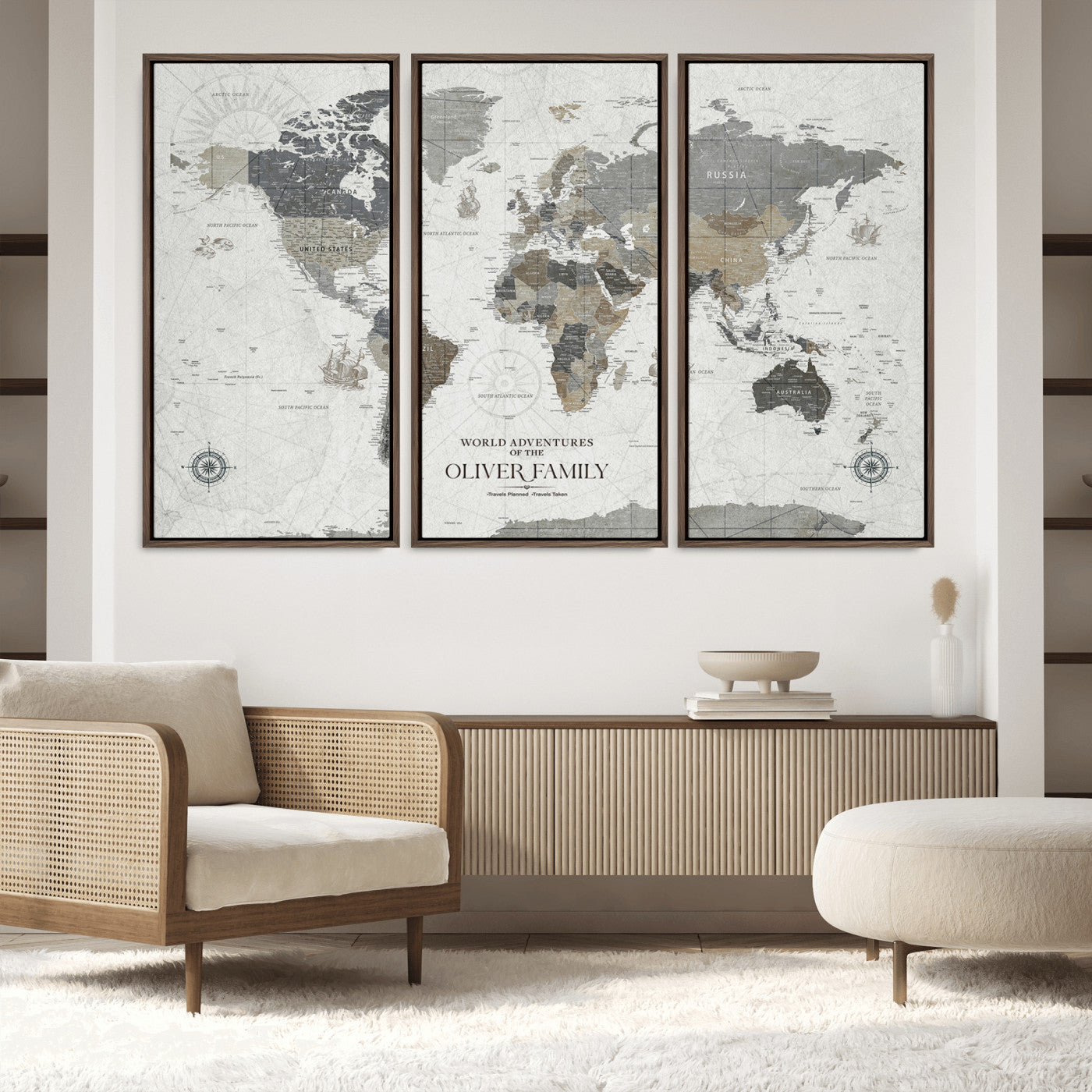 24596128-MGV-CV-36X24-Custom Push Pin World Map Wall Canvas Print – Personalized Travel Tracker with Pins – Framed Large Multi-Size Canvas for Home Office Decor
