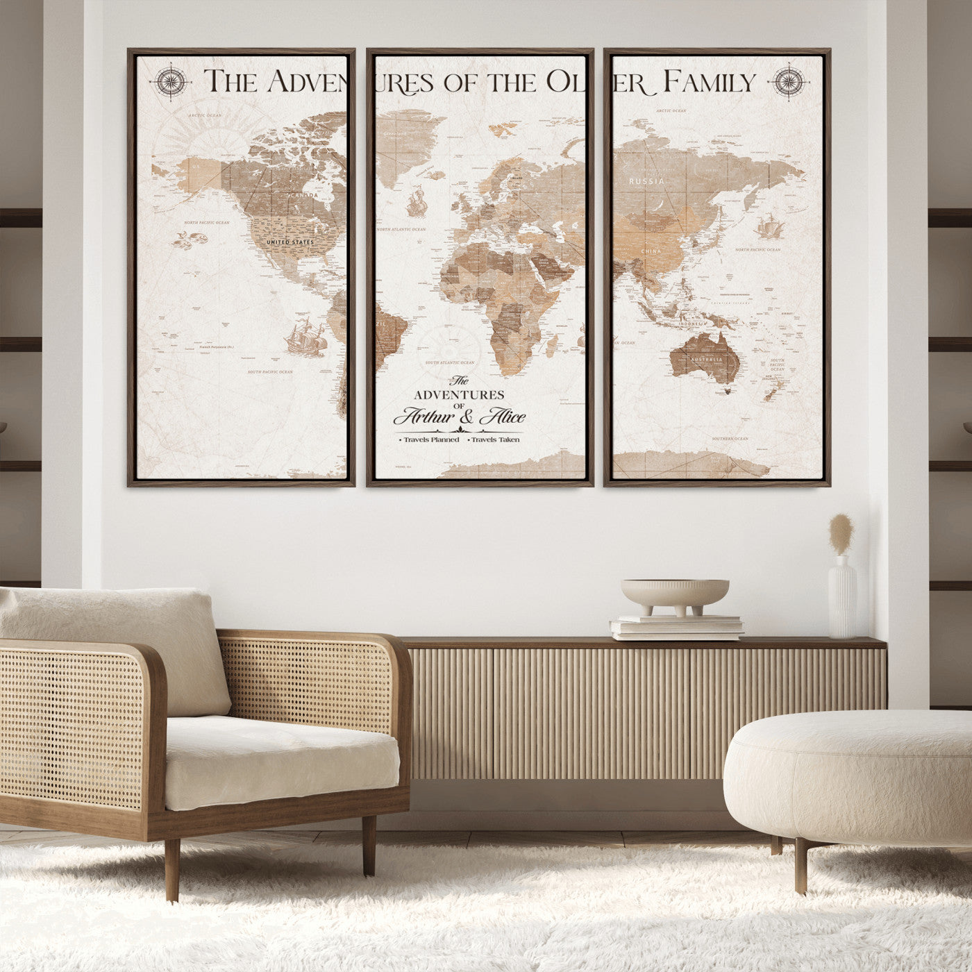58395047-MGV-CV-36X24-Custom Push Pin World Map Wall Canvas Print – Personalized Travel Tracker with Pins – Framed Large Multi-Size Canvas for Home Office Decor