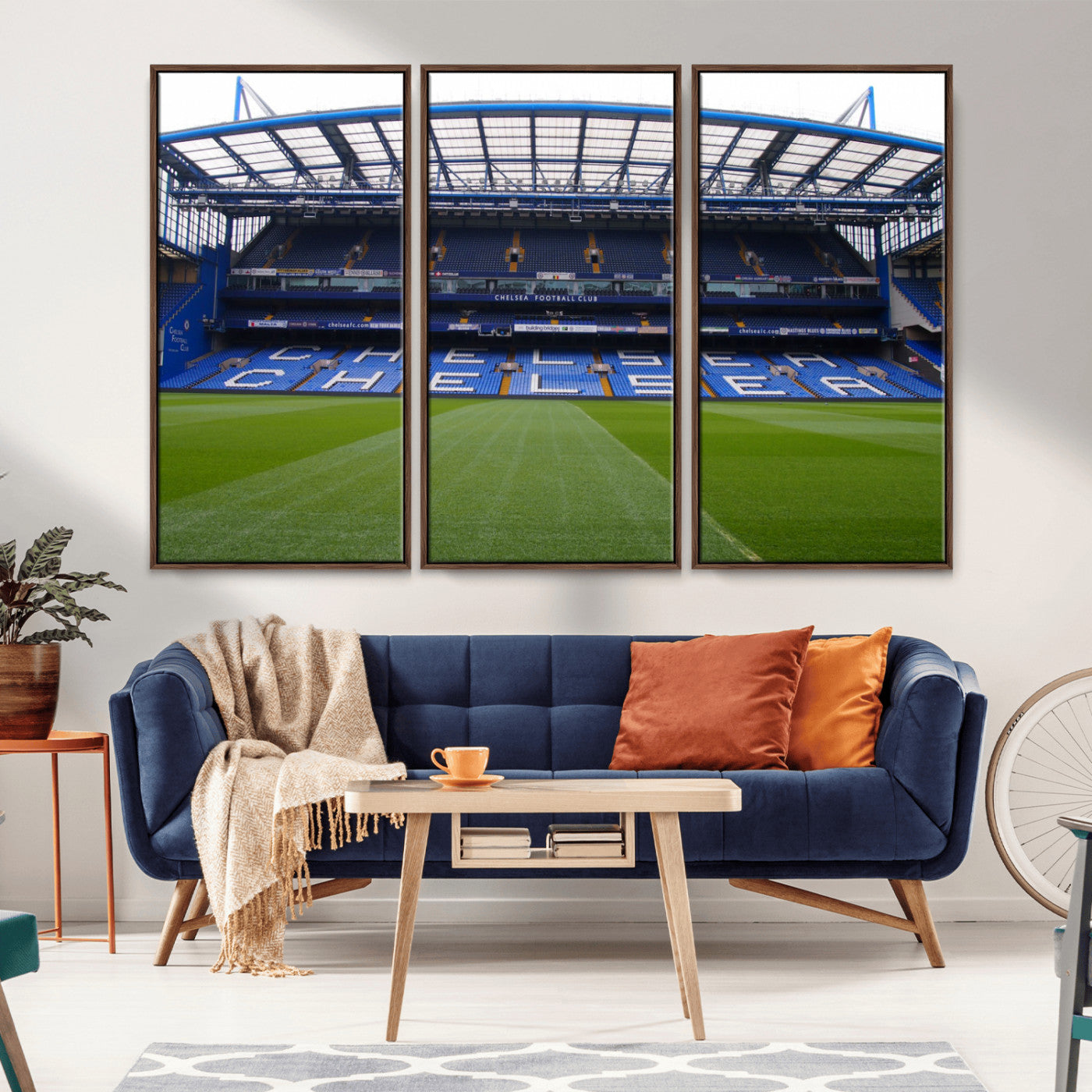 38616413CHELSA-MGV-FC-60X40-3P_Walnut-Stamford Bridge Chelsea Football Stadium Canvas Wall Art Print – Immersive Stadium Experience for Soccer Fans – Ready to Hang