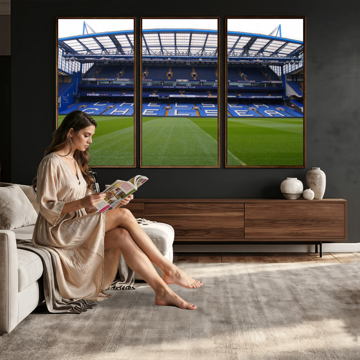 38616413CHELSA-MGV-CV-36X24 - Stamford Bridge Chelsea Football Stadium Canvas Wall Art