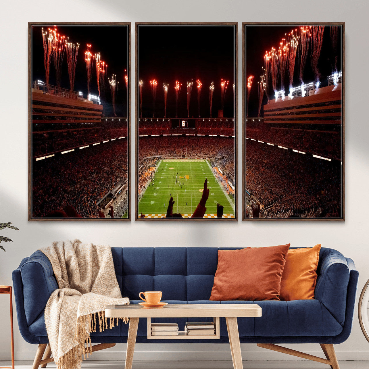 73358115-MGV-FC-48X32-3P - Tennessee Neyland Stadium Wall Art, Sports Arena Canvas Print, Panoramic Stadium Canvas Artwork for Home, Office