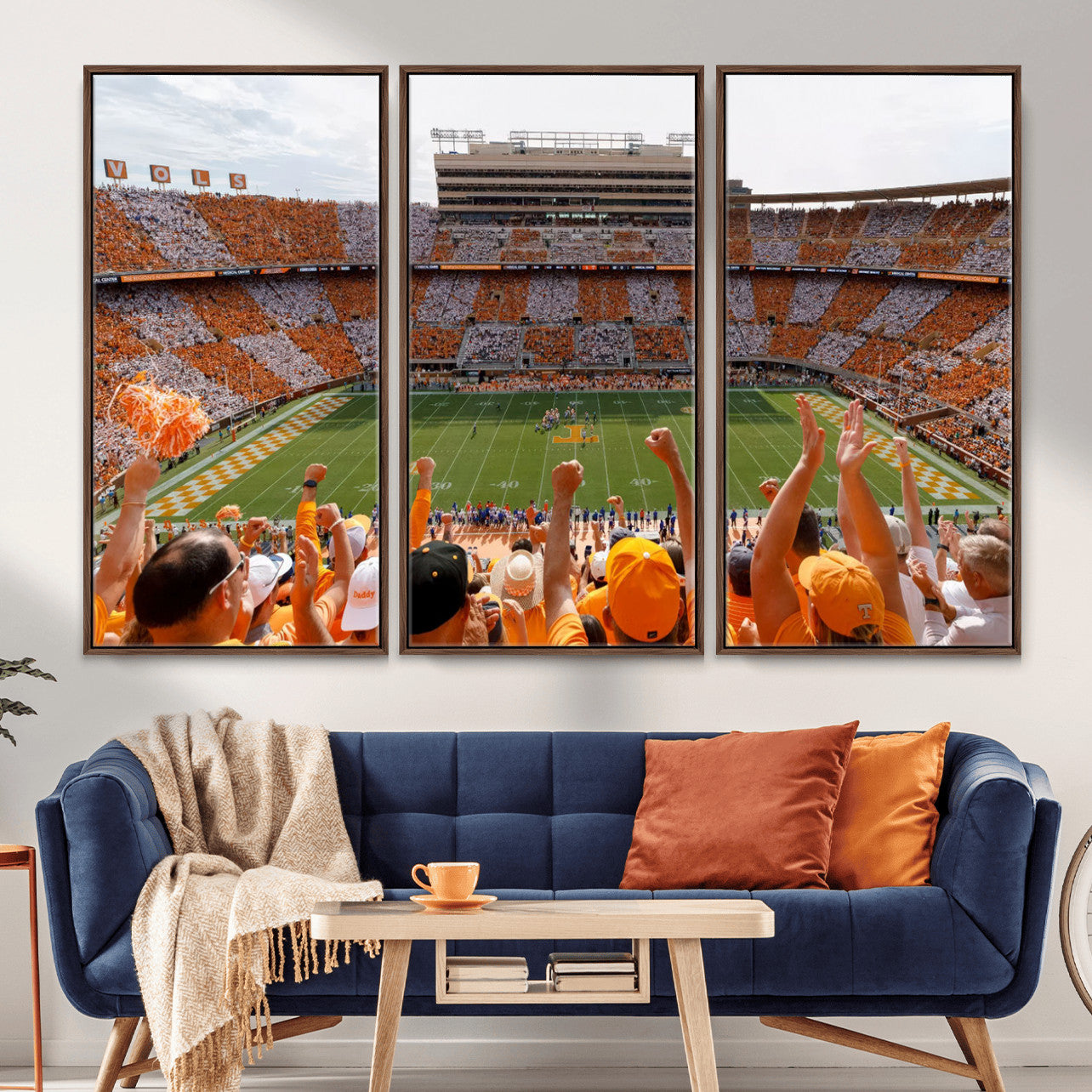 76011417-MGV-FC-48X32-3P - Tennessee Neyland Stadium Wall Art, Sports Arena Canvas Print, Panoramic Stadium Artwork for Home, Office