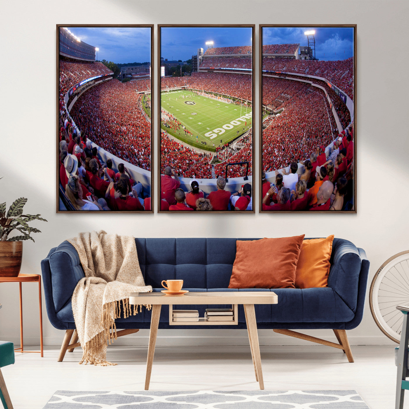 10244378-MGV-FC-48X32-3P_Walnut-Dooley Stadium Wall Art Print, Sports Arena Canvas Wall Art, Dooley Field at Sanford Stadium Canvas Print, Modern Athletic Field Art Printing
