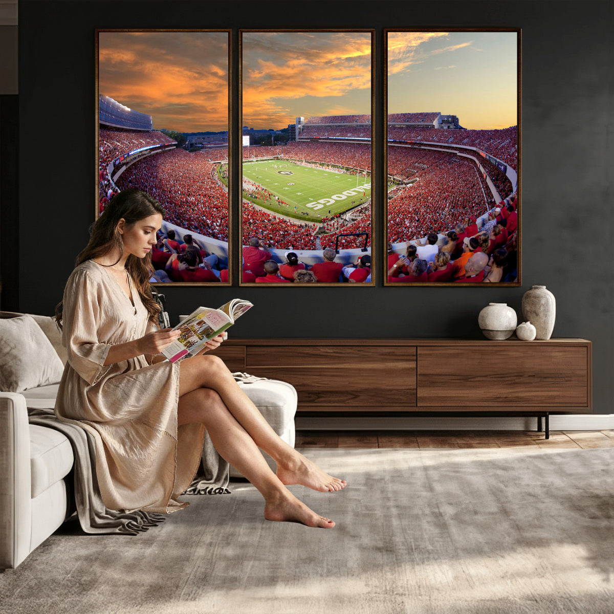 73680988-MGV-CV-36X24 - Dooley Stadium Wall Art, Sports Arena Canvas Print, Dooley Field, Framed and Ready to Hang