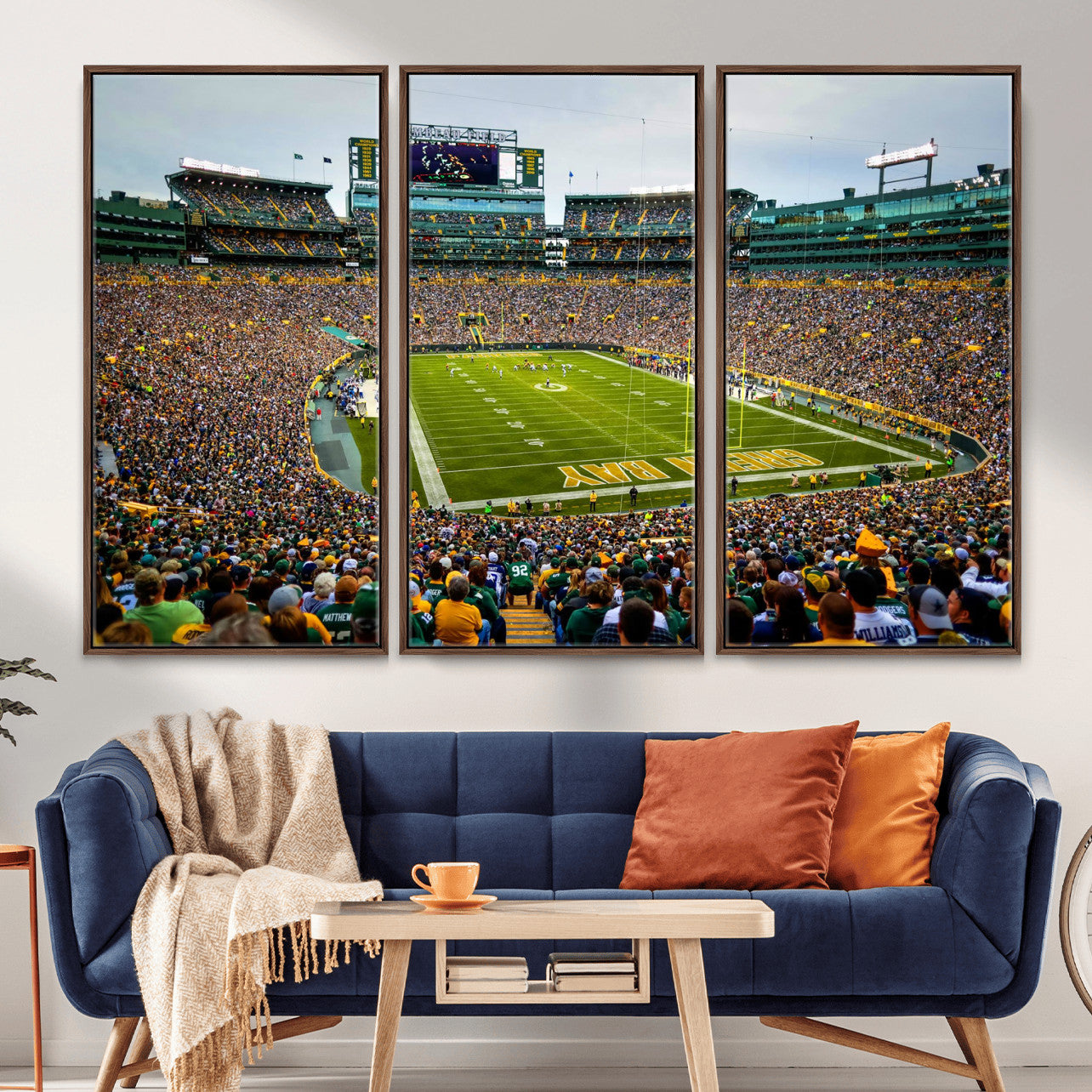 GBP101-MGV-FC-48X32-3P - Green Bay Packers Lambeau Field Stadium Wall Art Canvas Print, Iconic NFL Football Stadium Artwork, Wisconsin Sports Home Decor