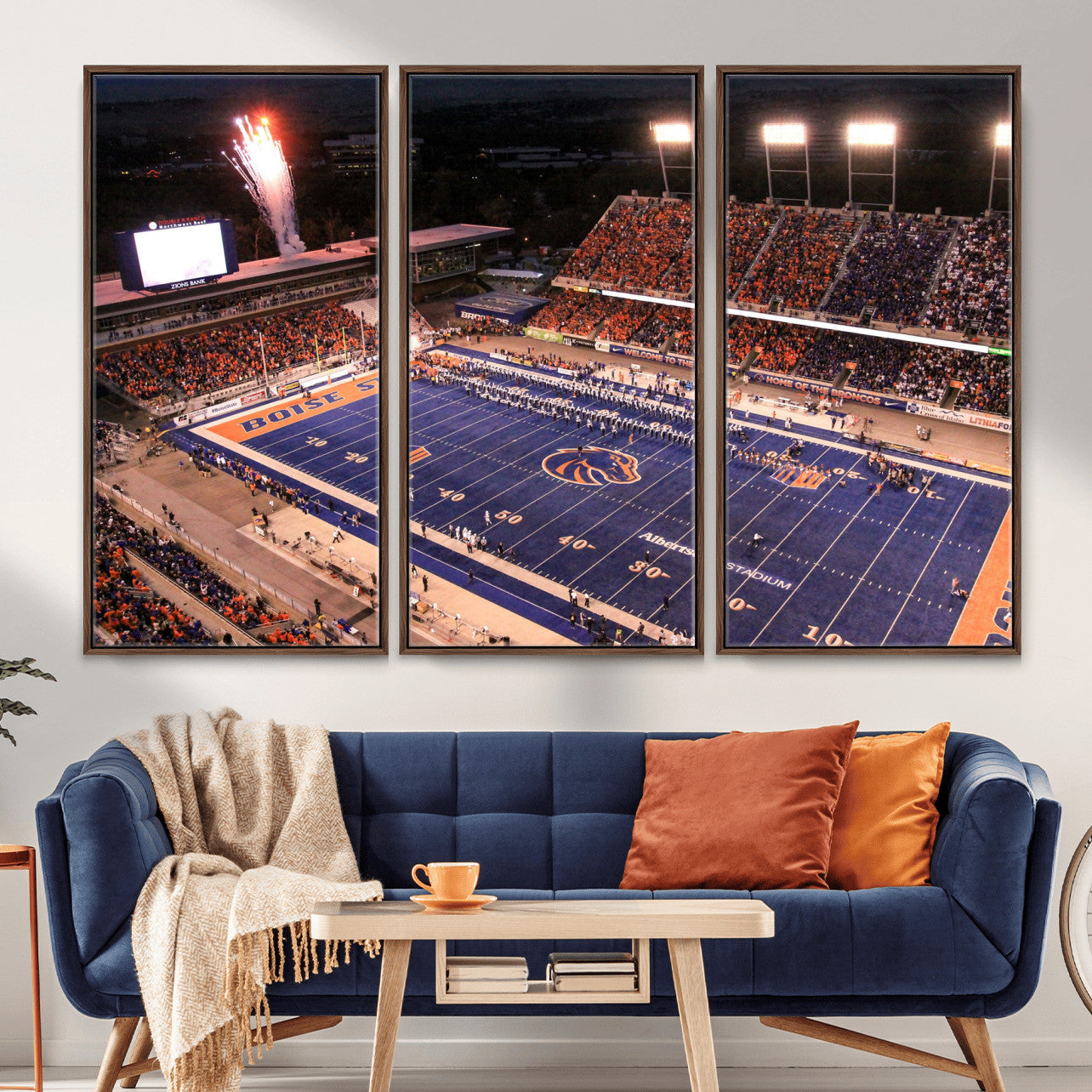 BS1001S-MGV-FC-48X32-3P - Boise State Broncos Albertsons Stadium Wall Art Canvas Print