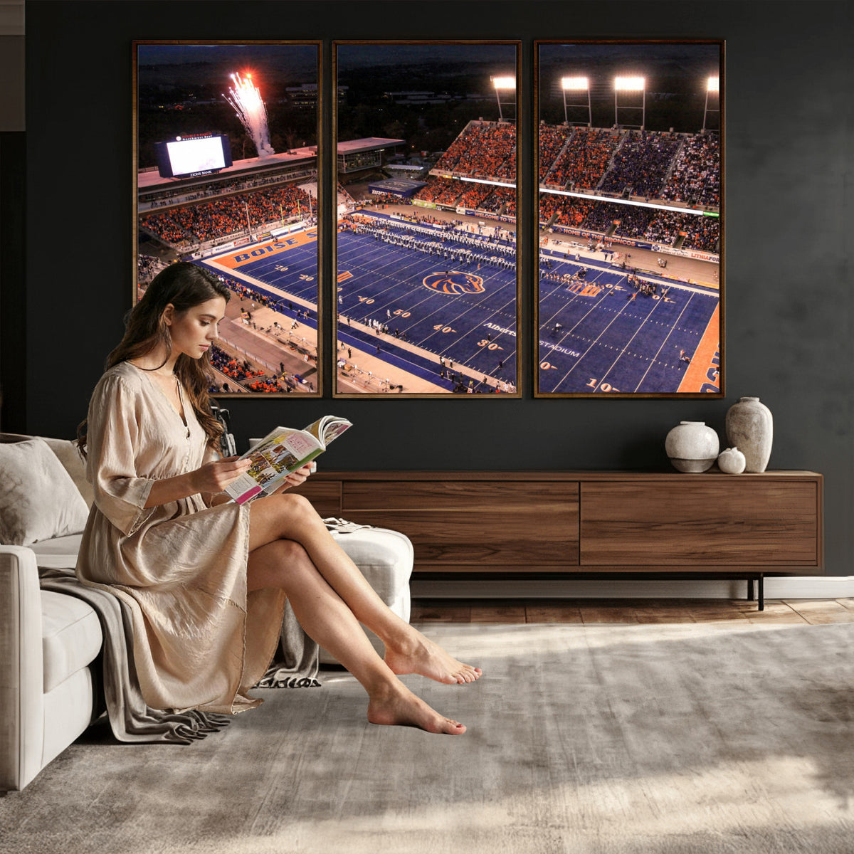 BS1001S-MGV-CV-36X24 - Boise State Broncos Albertsons Stadium Wall Art Canvas Print