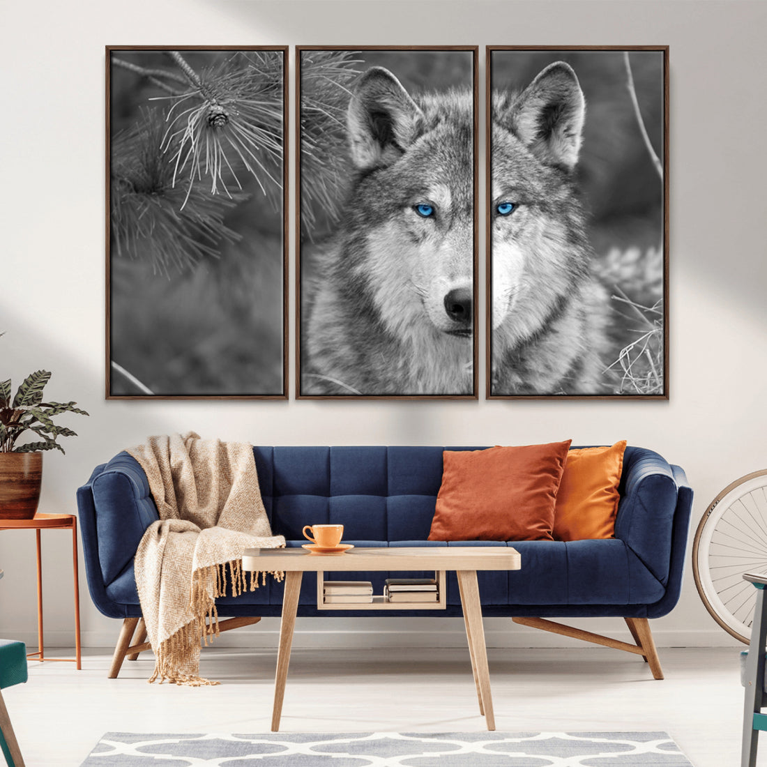 Wild Wolf Blue Eye Wall Art Canvas Print