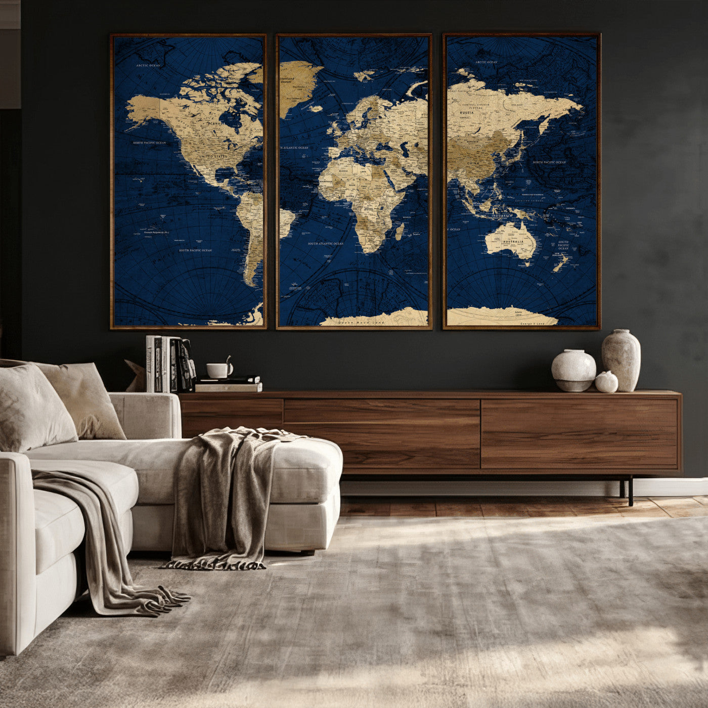 54770746-MGV-CV-36X24 - World Map Wall Art Canvas Print, Modern Decorative Framed Map Artwork Prints for Living Room, Office, Bedroom Wall Decor